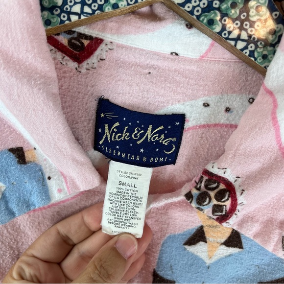 NICK & NORA I Love Lucy Chocolate Factory PJ Pajama Set Top Bottom Pink Flannel - Picture 3 of 16